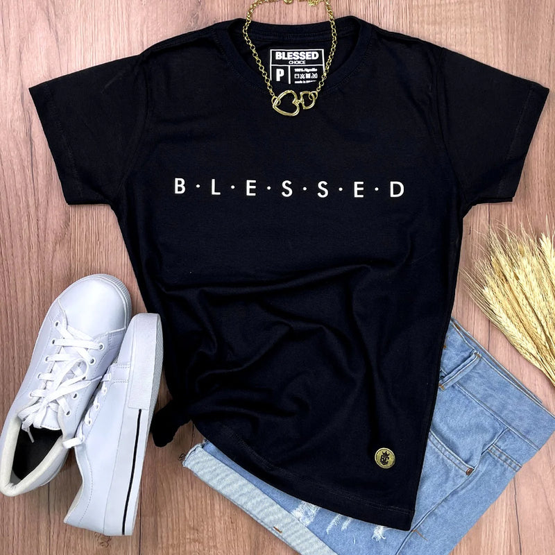 Camiseta Feminina Preta Blessed