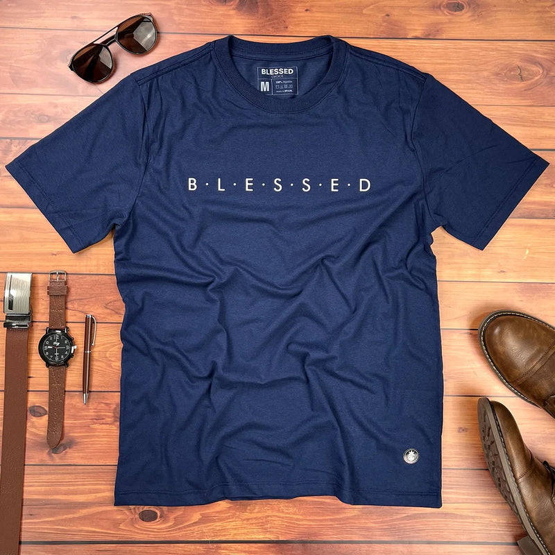 Camiseta Masculina Azul Blessed