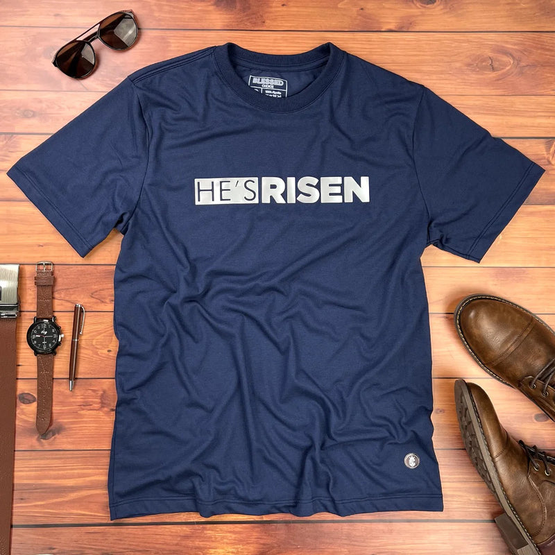 Camiseta Masculina Azul He's Risen