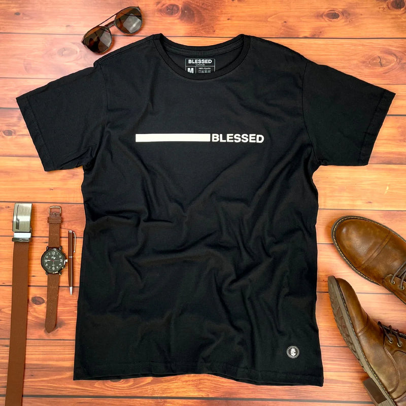 Camiseta Masculina Preta Blessed Barra