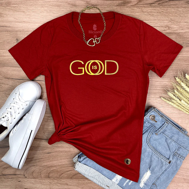 Camiseta Feminina Vermelha God Is Good