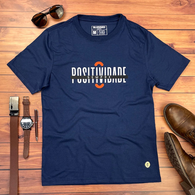 Camiseta Masculina Azul Postividade Sempre