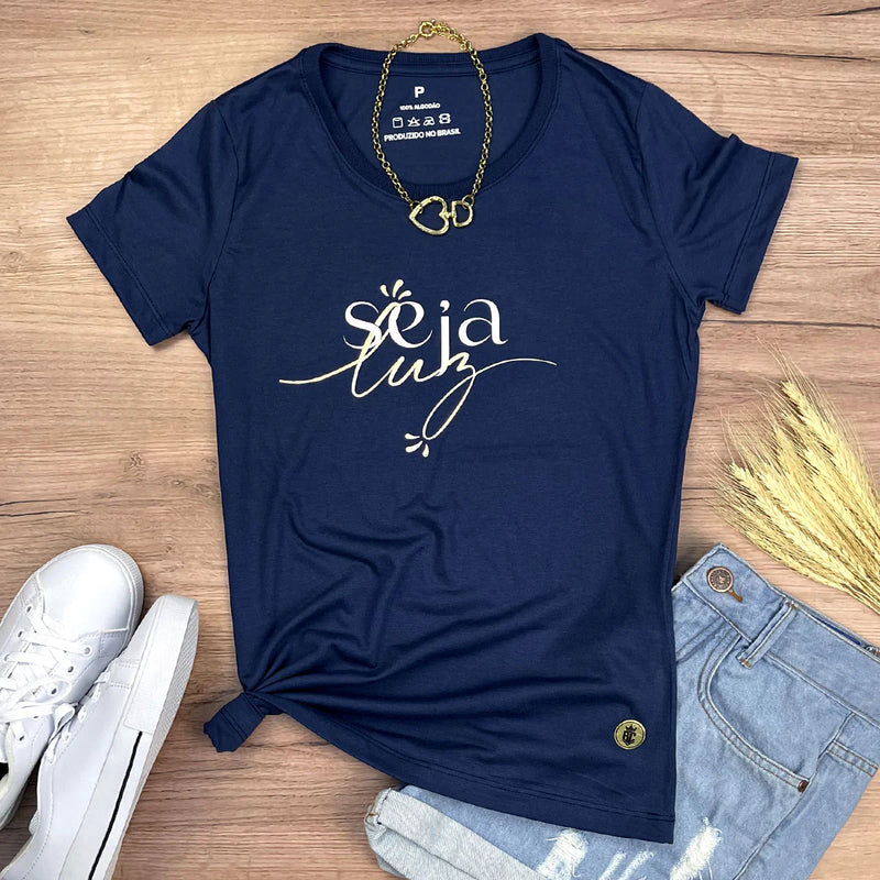 Camiseta Feminina Azul Seja Luz