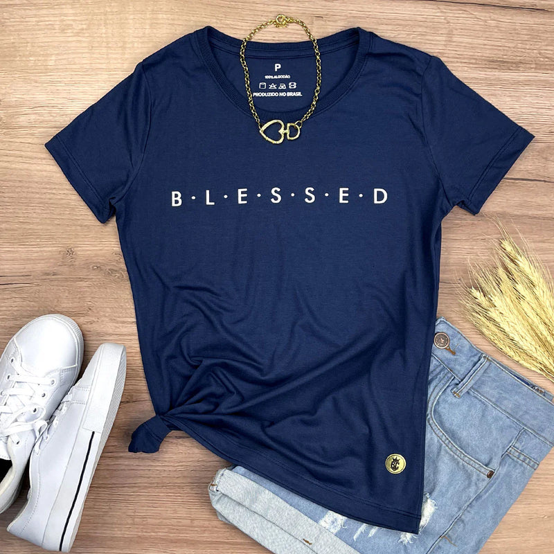 Camiseta Feminina Azul Blessed