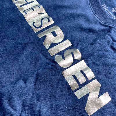 Camiseta Masculina Azul He's Risen